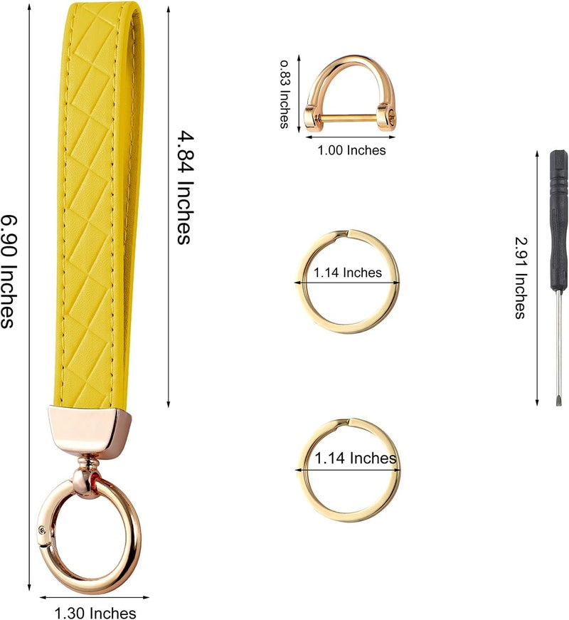 Weixiltc Leather Wristlet Keychain, Car Key Chain Holder with 2 Key Ring & Anti-Lost D Ring, Key Fob Wristband for Women - Image 2